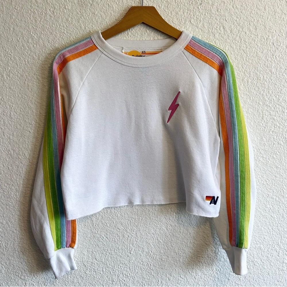 Rare Aviator Nation Lightning Bolt Rainbow Stripe Cro… Gem
